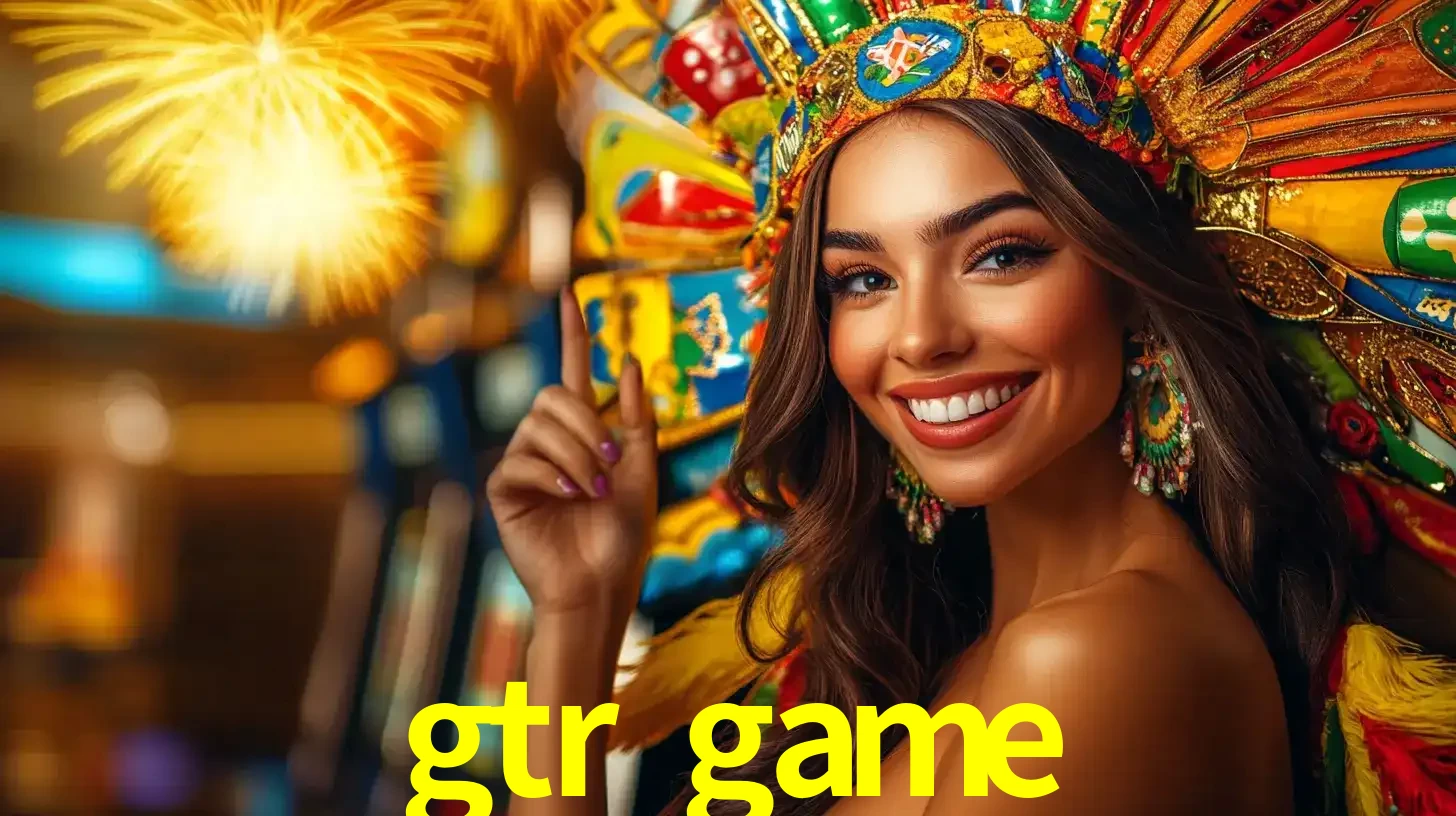Mulher sorridente com um cocar de carnaval vibrante e colorido, celebrando uma grande vitória nos jogos do cassino gtr game com fogos de artifício ao fundo.