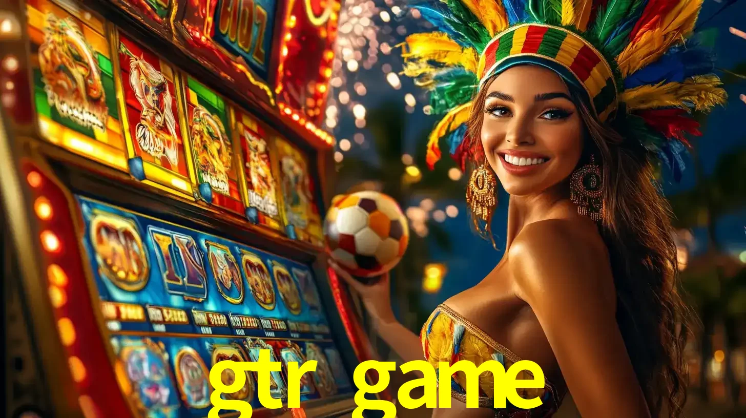 Mulher com um cocar de carnaval ao lado de uma máquina de caça-níqueis enquanto segura uma bola de futebol, mostrando a união da diversão de cassino e esportes no gtr game.