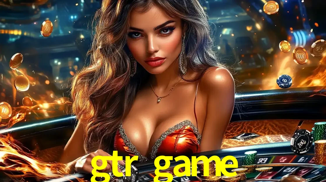 Mulher glamourosa em uma mesa de roleta com um fundo de chamas e moedas voadoras, pronta para fazer sua aposta e ganhar grandes prêmios no cassino ao vivo gtr game.